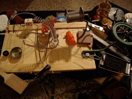 [Johannes Bergmark's instrument setup in the foyer]