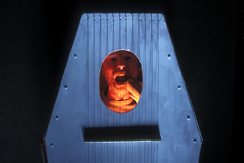 Johannes Bergmark in the Singing Coffin at Norberg Festival 2002, photos © by ObscuraDK/Frederik Hilmer Svanholm.