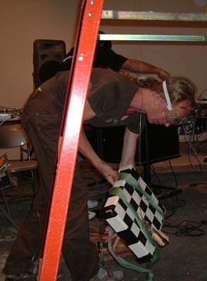 Measuring and cutting the piano wire ...